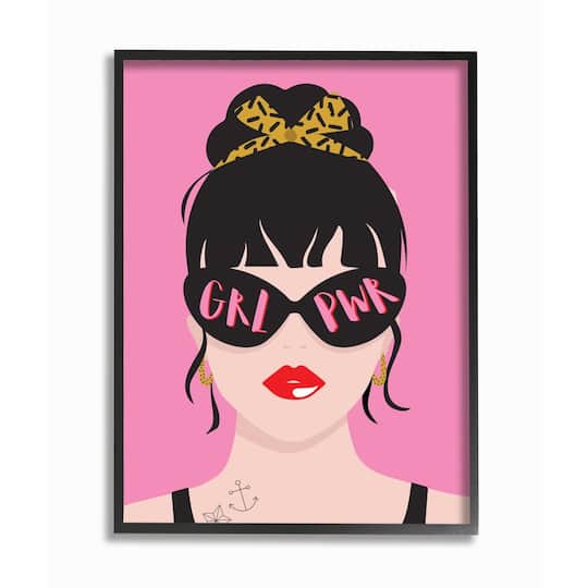 Stupell Industries Girl Power Punk Rock Wall Art in Black Frame